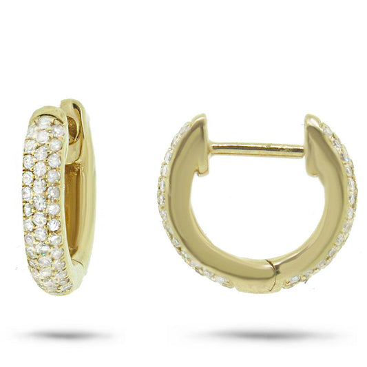 14k Yellow Gold Diamond Huggie Earring
