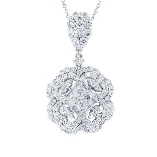 18k White Gold Diamond Pendant - 1.97ct