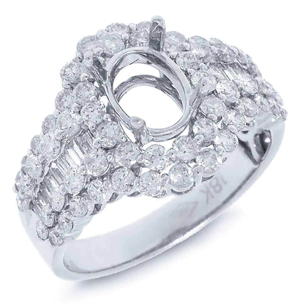 18k White Gold Diamond Semi-mount Ring - 1.55ct
