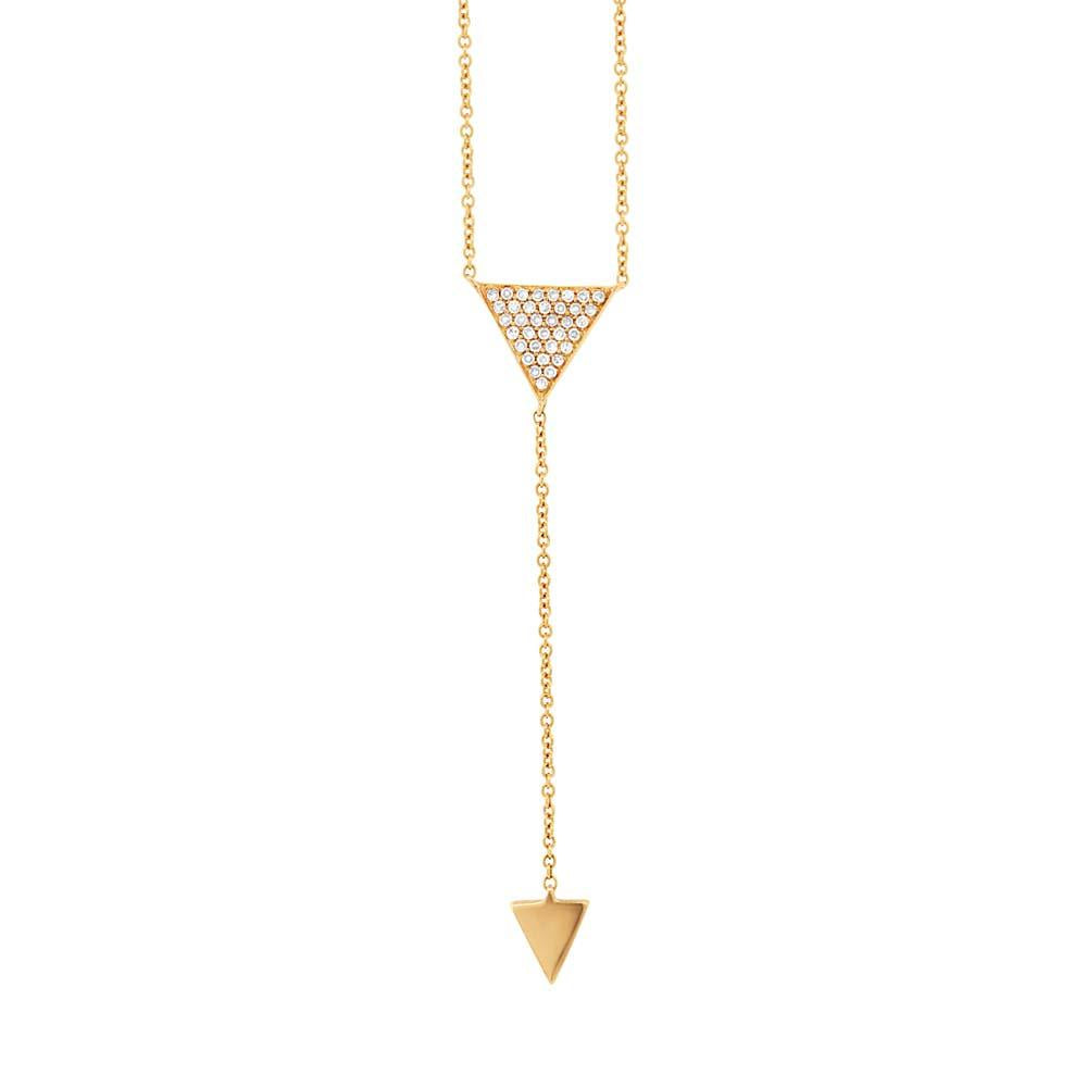 14k Yellow Gold Diamond Pave Triangle Lariat Necklace - 0.10ct