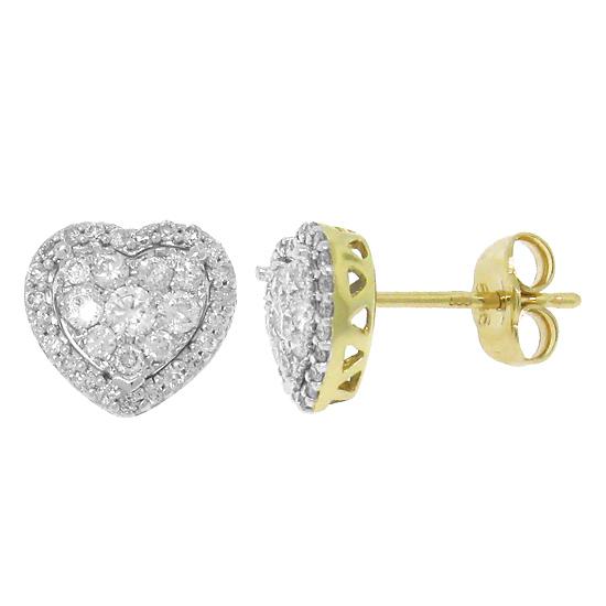 14k Two-tone Gold Diamond Heart Stud Earring - 0.41ct