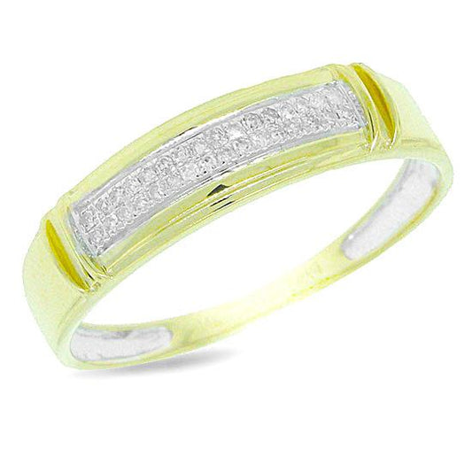 14k Yellow Gold Diamond Pave Men's Band - 0.10ct
