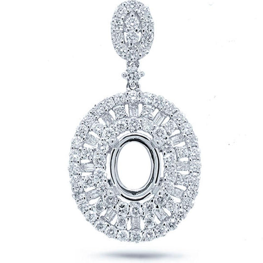 18k White Gold Diamond Semi-mount Pendant - 1.43ct
