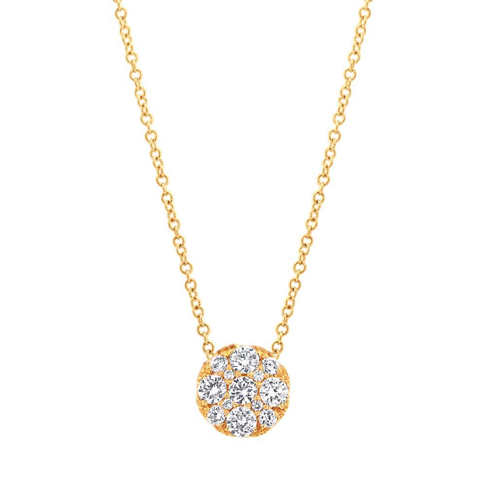 14k Yellow Gold Diamond Cluster Necklace - 0.55ct