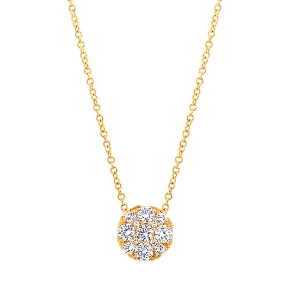 14k Yellow Gold Diamond Cluster Necklace - 0.55ct