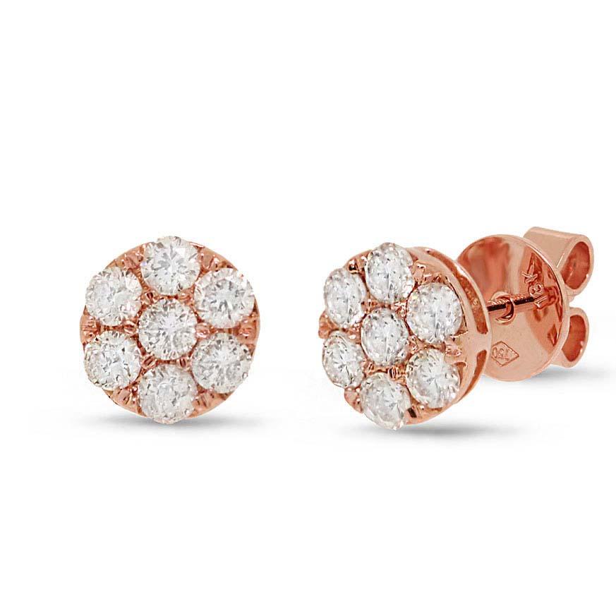 18k Rose Gold Diamond Cluster Stud Earring - 1.00ct