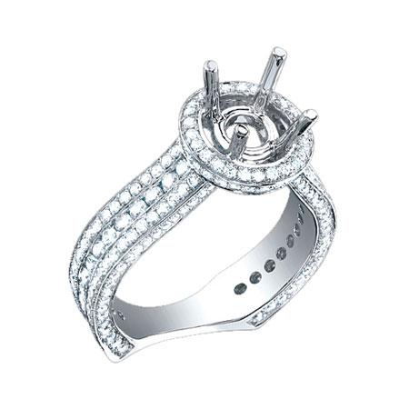 18k White Gold Diamond Semi-mount Ring Size 5 - 1.60ct