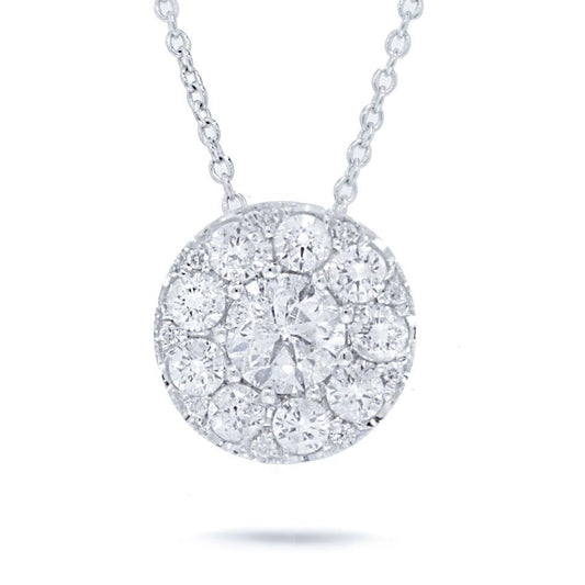 14k White Gold Round Brilliant Diamond Pendant - 0.82ct