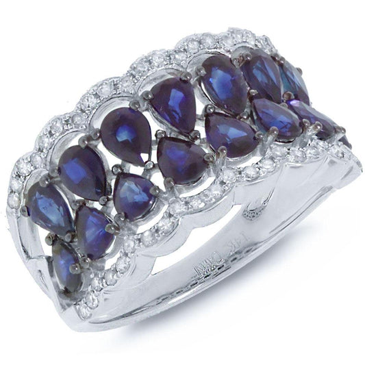 Diamond & 3.11ct Blue Sapphire 14k White Gold Ring - 0.29ct