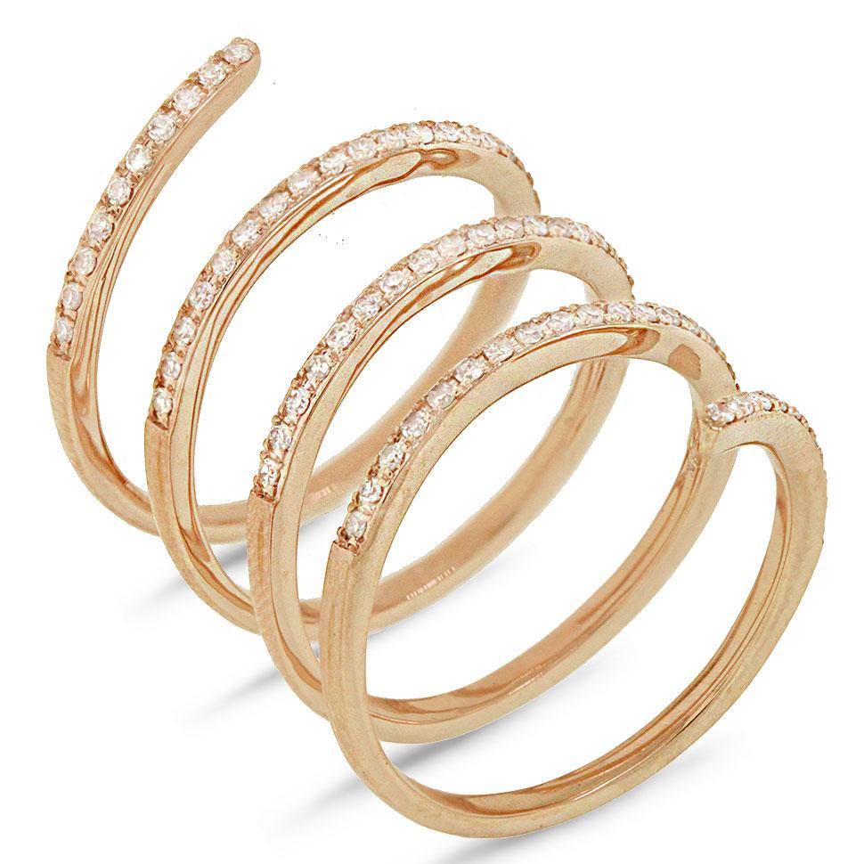 14k Yellow Gold Diamond Spiral Lady's Ring - 0.57ct