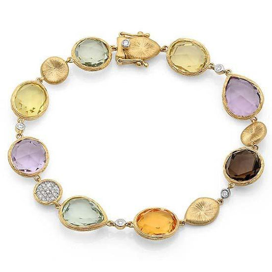 14k Yellow Gold Diamond & Multicolor Stone Bracelet - 23.28ct