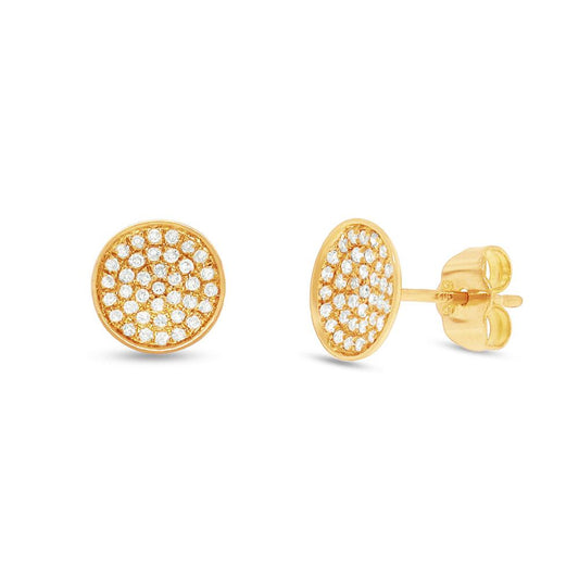 14k Yellow Gold Diamond Pave Stud Earring - 0.19ct