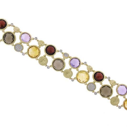 Diamond & 42.64ct Multicolor Stone 14k Yellow Gold Bracelet - 0.45ct