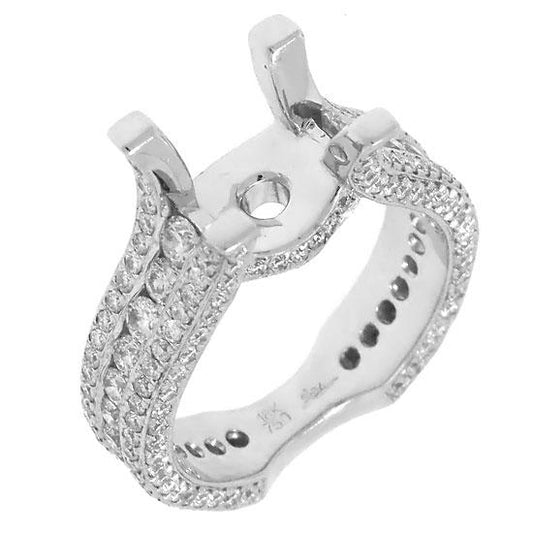 18k White Gold Diamond Semi-mount Ring Size 7.5 - 1.90ct