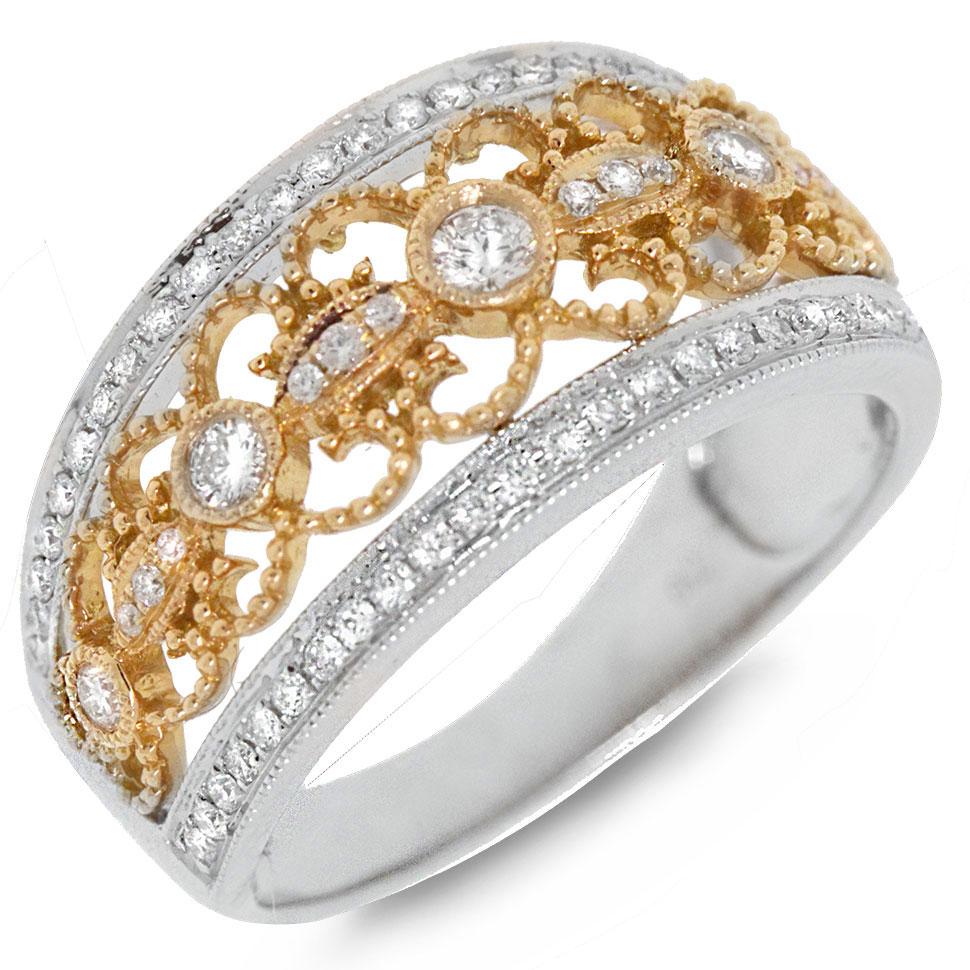 18k Two-tone Gold Diamond Lady's Ring - 0.50ct