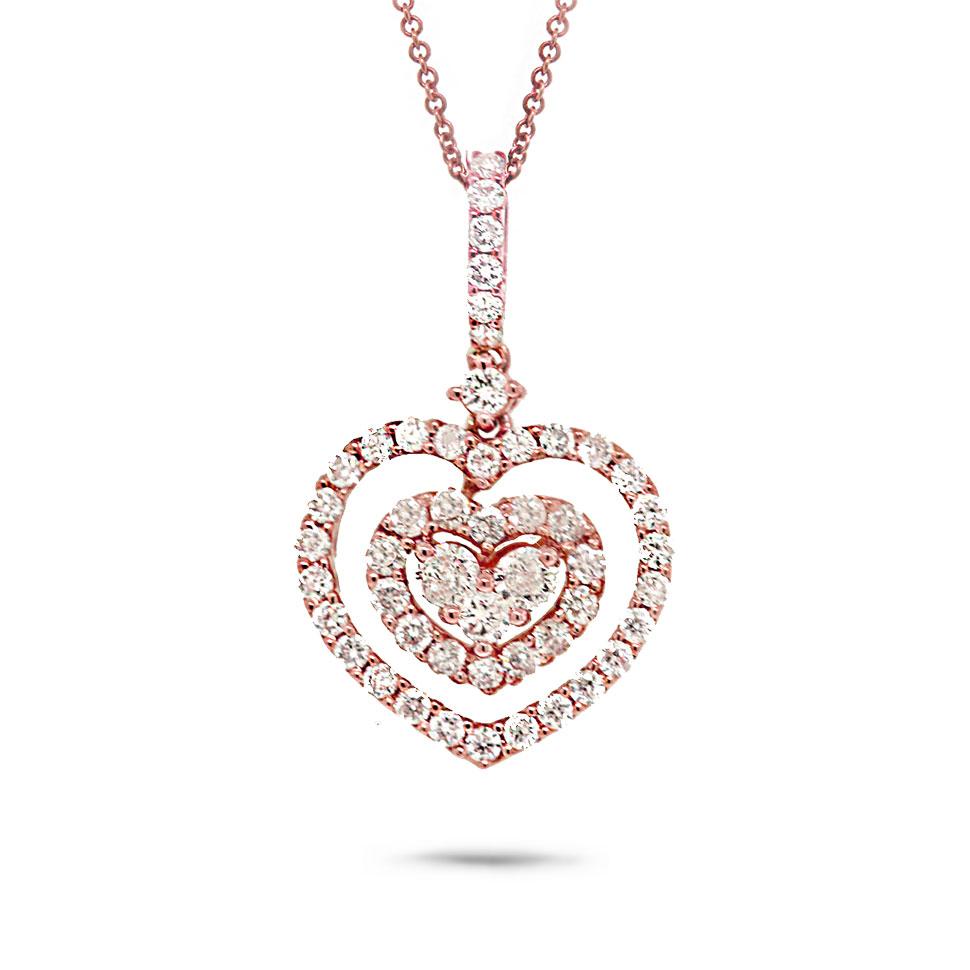 18k Rose Gold Diamond Heart Pendant - 0.62ct