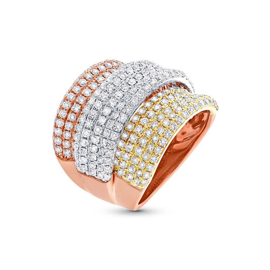 14k Three-tone Gold Diamond Lady's Ring - 2.66ct V0283