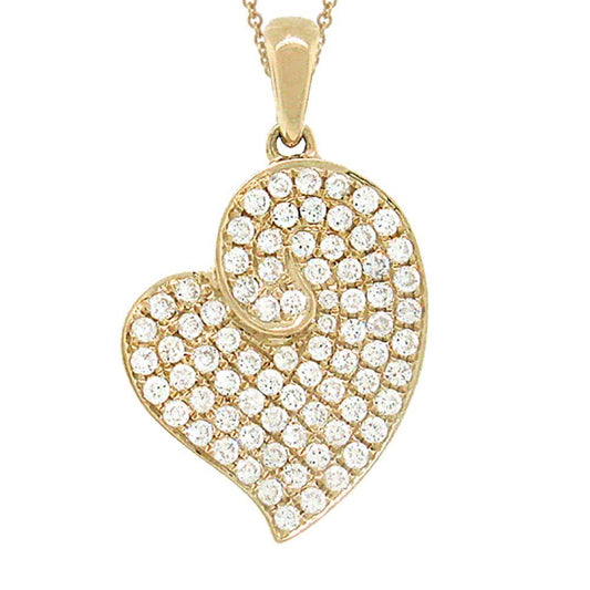 14k Yellow Gold Diamond Heart Pendant - 0.42ct