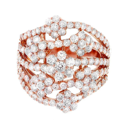 18k Rose Gold Diamond Lady's Ring - 3.16ct