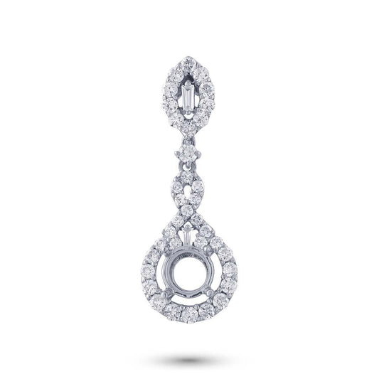 18k White Gold Diamond Semi-mount Pendant - 0.76ct