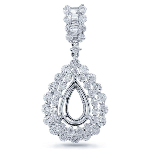 18k White Gold Diamond Semi-mount Pendant - 2.07ct