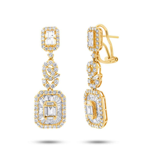 18k Yellow Gold Diamond Earring - 3.18ct