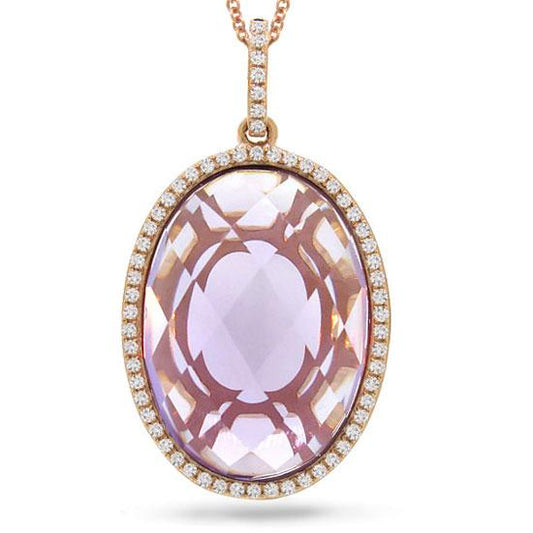 Diamond & 10.44ct Amethyst 14k Rose Gold Pendant - 0.19ct