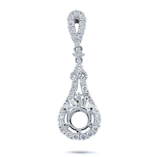 18k White Gold Diamond Semi-mount Pendant - 0.59ct
