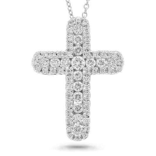 18k White Gold Diamond Cross Pendant - 0.60ct