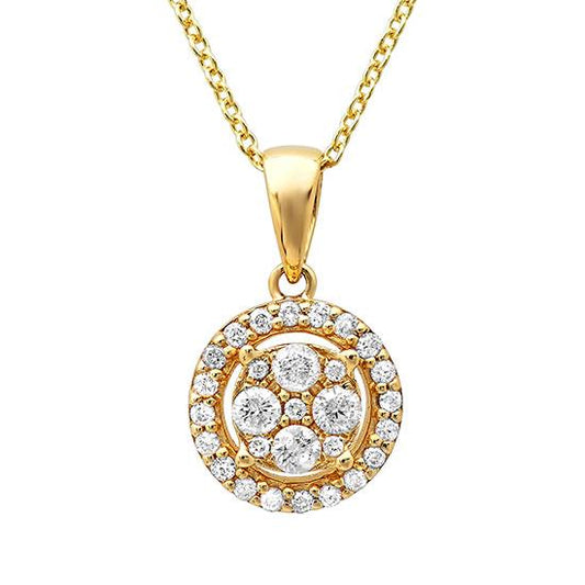 14k Yellow Gold Diamond Pendant - 0.28ct