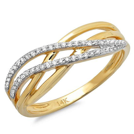 14k Yellow Gold Diamond Bridge Ring - 0.16ct