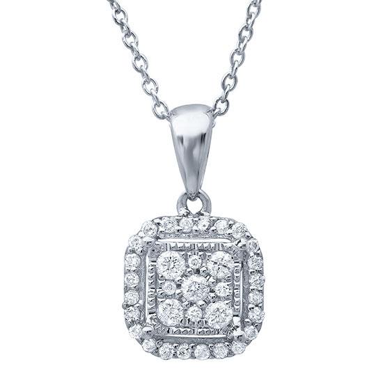 14k White Gold Diamond Pendant - 0.21ct