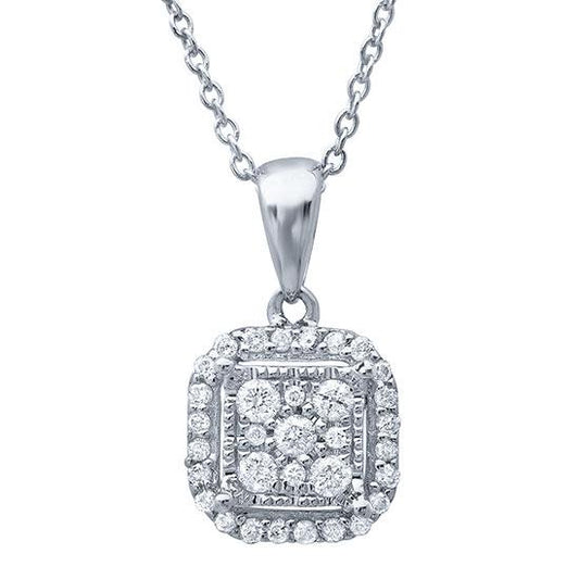 14k White Gold Diamond Pendant - 0.21ct