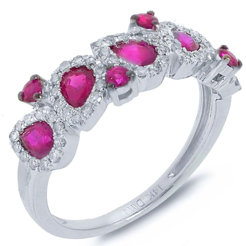 Diamond & 1.36ct Pink Sapphire 14k White Gold Ring - 0.32ct
