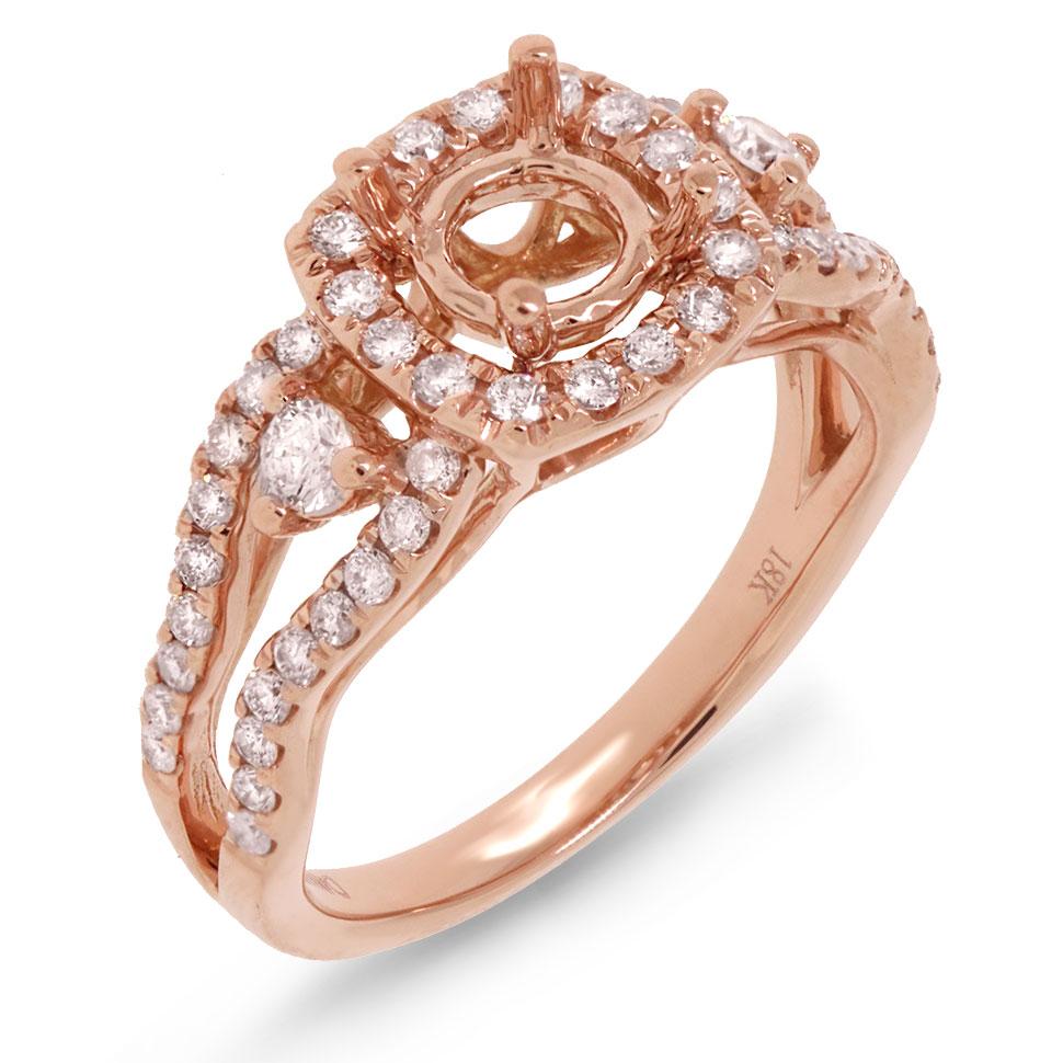 18k Rose Gold Diamond Semi-mount Ring - 0.70ct