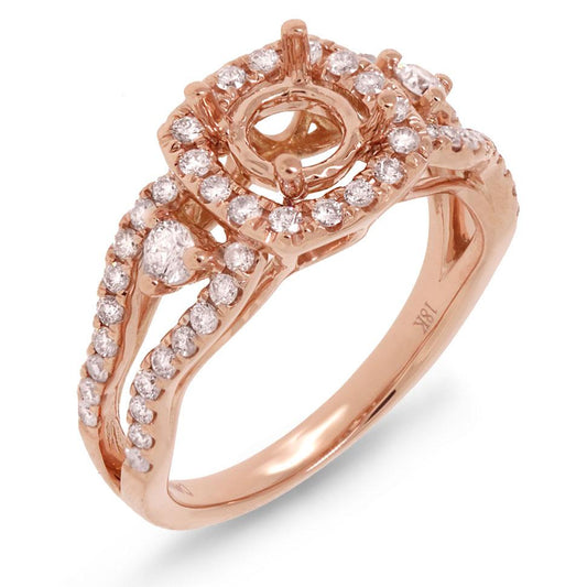 18k Rose Gold Diamond Semi-mount Ring - 0.70ct