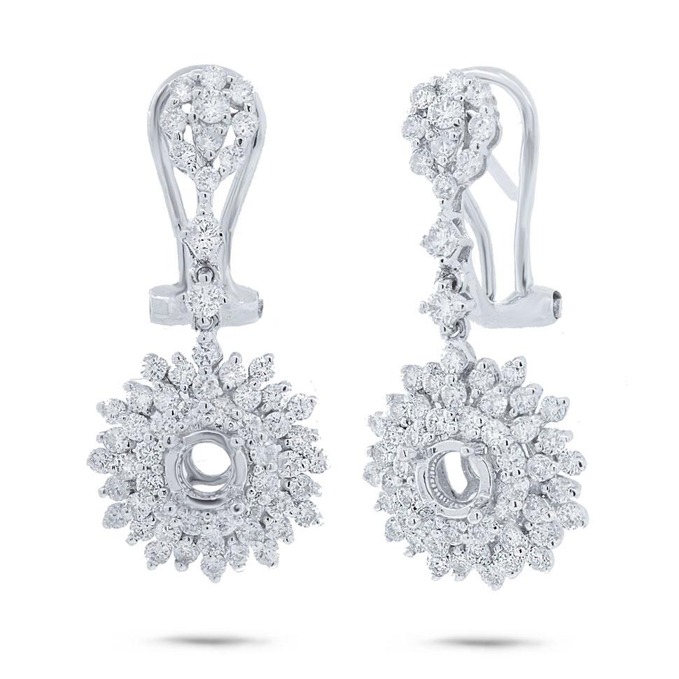 18k White Gold Diamond Semi-mount Earring - 1.47ct