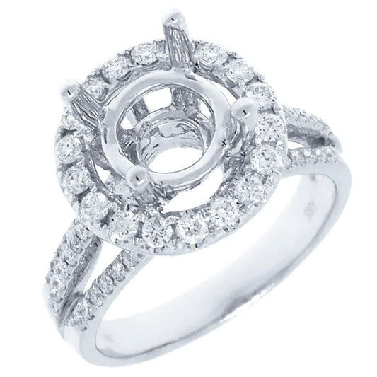 18k White Gold Diamond Semi-mount Ring - 0.68ct