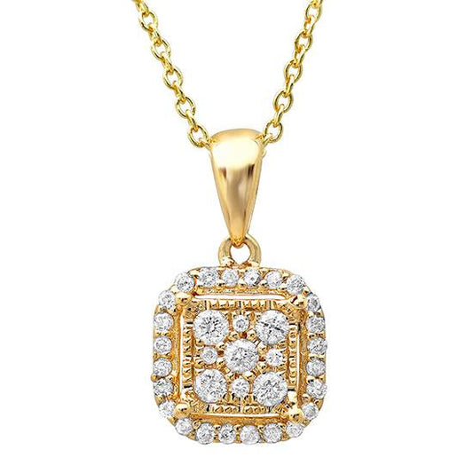 14k Yellow Gold Diamond Pendant - 0.21ct