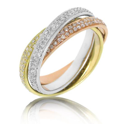 14k Three-tone Gold Diamond Eternity Ring 3-pc Size 5.5 - 1.14ct