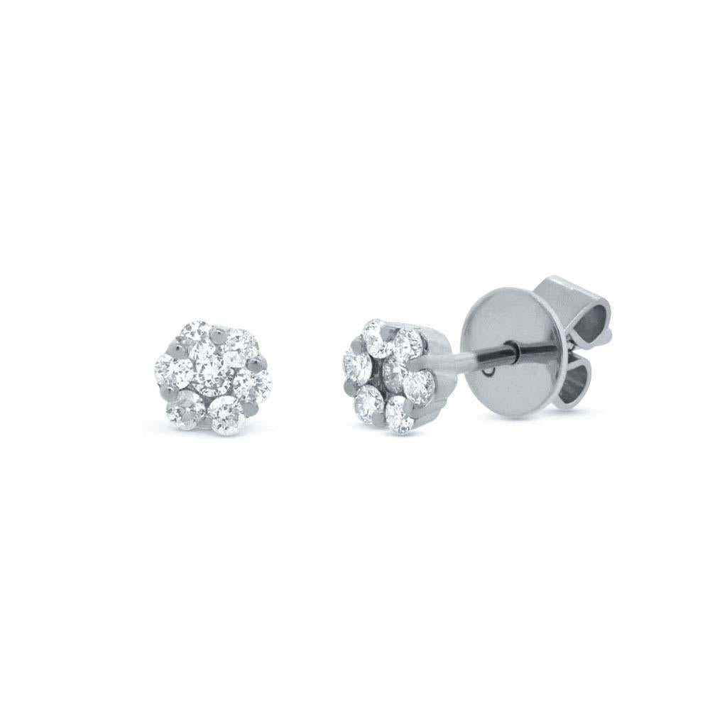 18k White Gold Diamond Cluster Stud Earring - 0.24ct