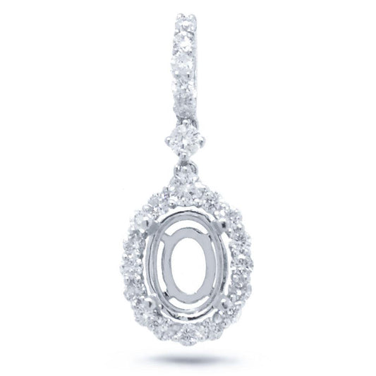 18k White Gold Diamond Semi-mount Pendant - 0.52ct