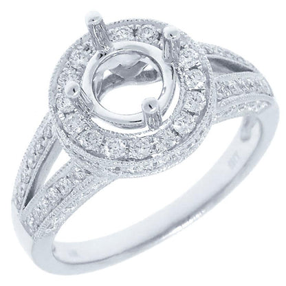 14k White Gold Diamond Semi-mount Ring - 0.76ct