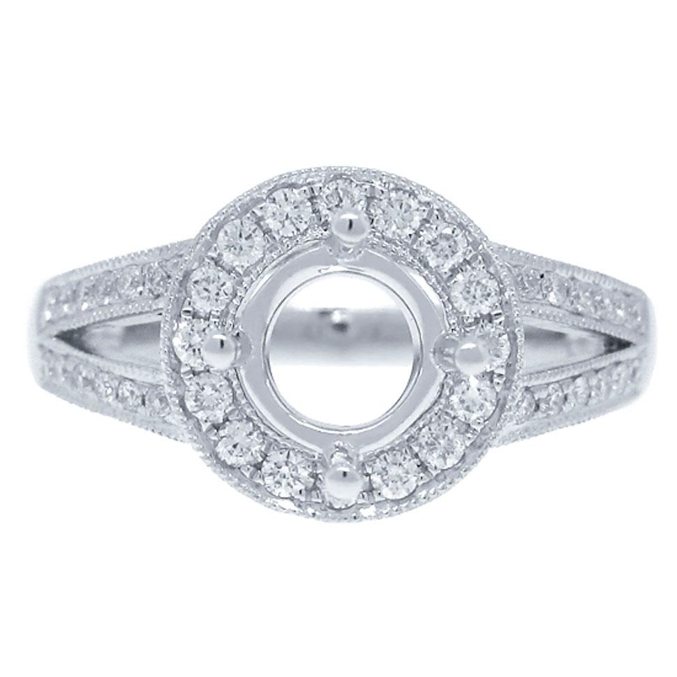 14k White Gold Diamond Semi-mount Ring - 0.76ct