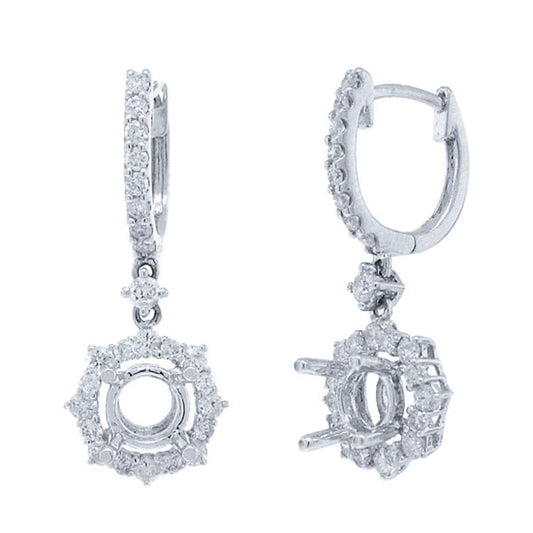 18k White Gold Diamond Semi-mount Earring - 0.71ct