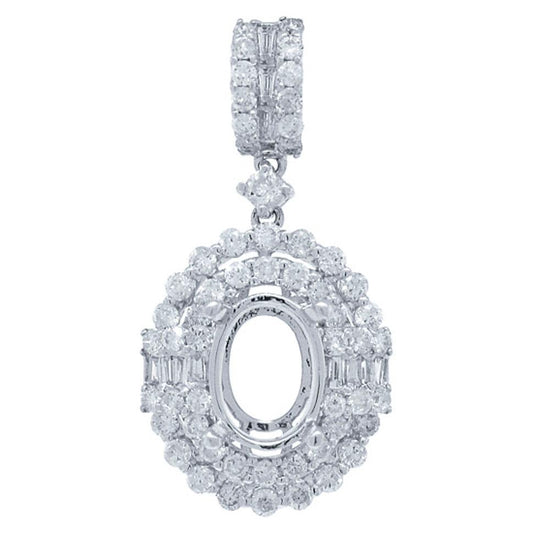 18k White Gold Diamond Semi-mount Pendant - 0.74ct