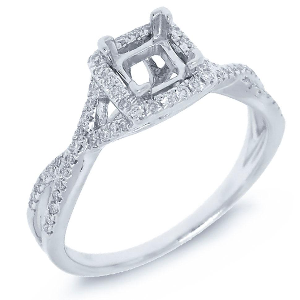 14k White Gold Diamond Semi-mount Ring - 0.21ct
