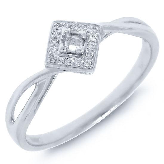 14k White Gold Diamond Semi-mount Ring - 0.05ct