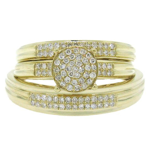 14k Yellow Gold Diamond Trio Set Pave - 0.35ct