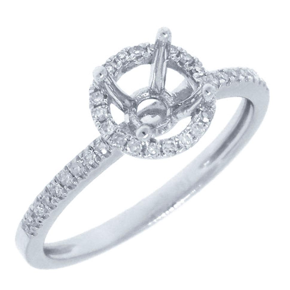 14k White Gold Diamond Semi-mount Ring - 0.15ct